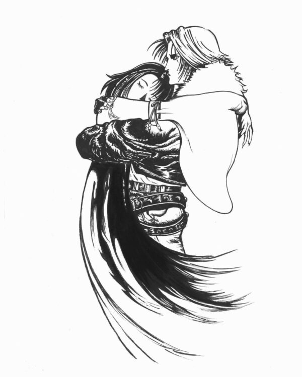 «Abbraccio in nero» — illustrazione di Elena Chiappini